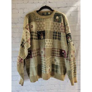 Vintage Orvis Mens Fly Fishing Plaid Sweater Pullover Mens XL Made in USA